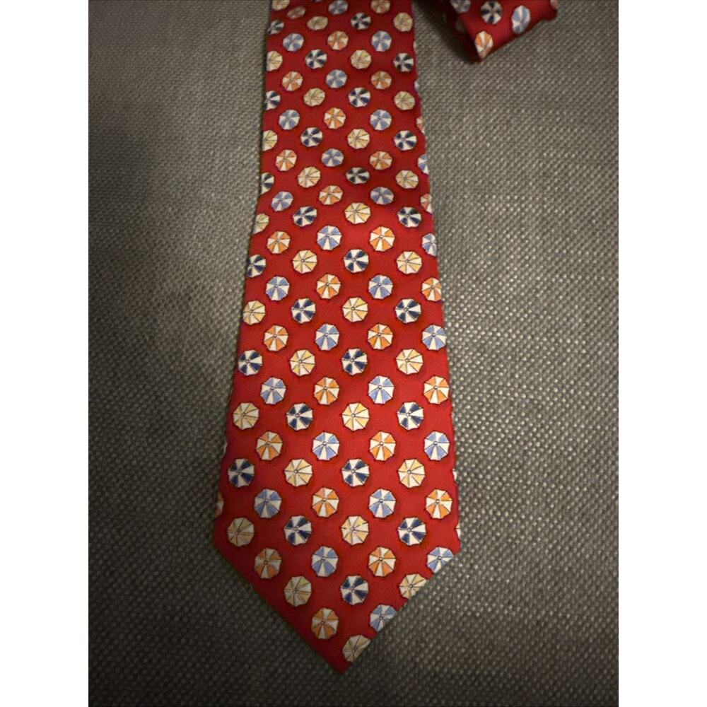 Mens Peter Millar Gentlemens Clothiers Tie Red Umbrella Print